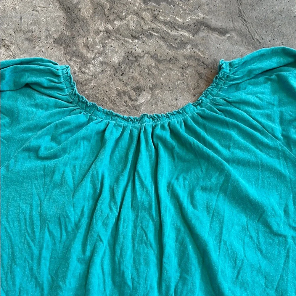 J. Crew Women’s Teal Blue Short Sleeve Shirt, Flutter Sleeve, Buttons, Size S - Picture 12 of 17